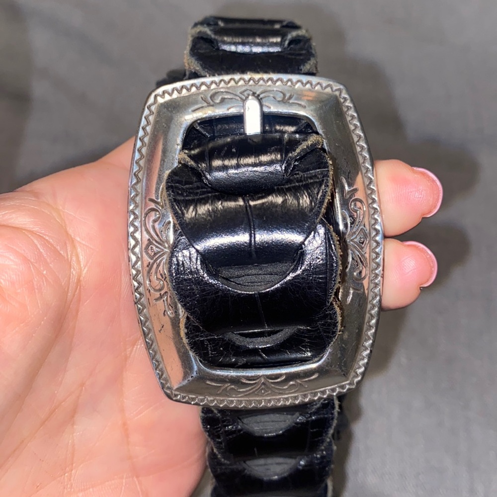 Brighton black with silver hardware belt medium 37 inches long